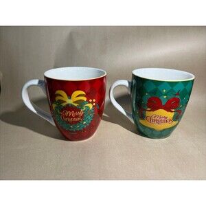 Set Of 2 LIFVER Better Kitchen Merry Christmas Holiday Mug 4.5” High